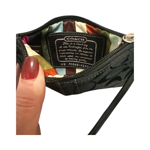 Coach Legacy 65th Anniversary Black Signature Canvas Striped Zipper Wristlet - Picture 6 of 7